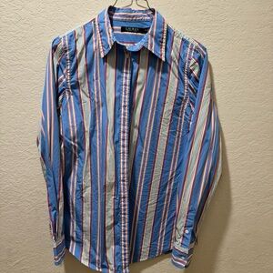 Ralph Lauren Blue and Red Striped Button Down Shirt